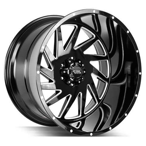 Off Road Monster M12 8x165.1 24x14-76 Gloss Black Milled