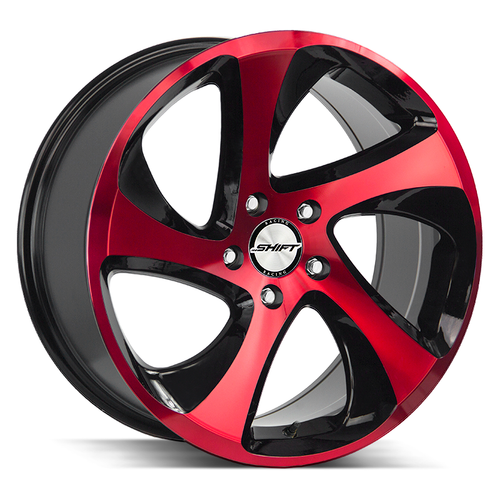 Shift Strut 5x114.3 17x8 +35 Gloss Black Candy Red Face