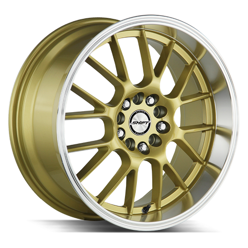 Shift Crank 4x100/4x114.3 17x7.5 +30 Gold Polished Lip wheel for 2002 Kia RIO