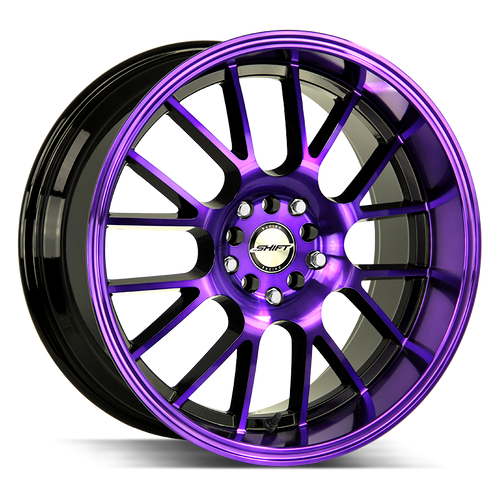 Shift Crank 5x100/5x114.3 18x8.5 +30 Gloss Black Purple Machined