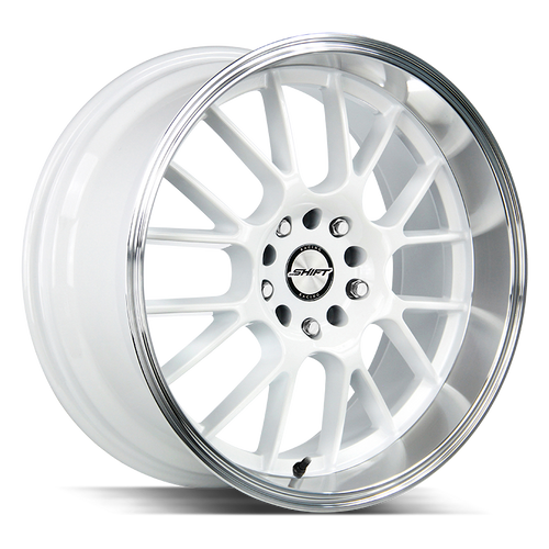 Shift Crank 5x114.3/5x120 18x8.5 +30 White Polished Lip