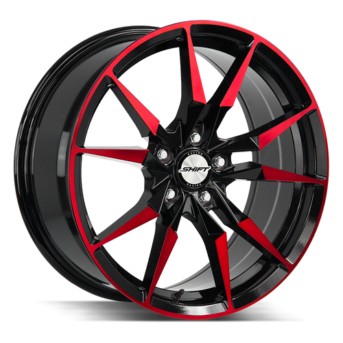 Shift Blade 5x120 17x7.5 +35 Gloss Black Candy Red Machine