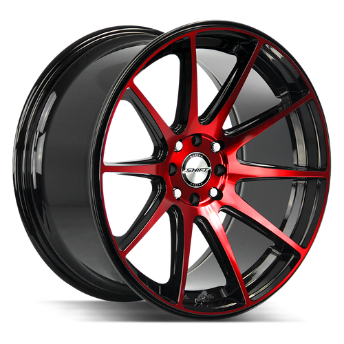 Shift Gear 4x100/4x114.3 18x9 +30 Gloss Black Candy Red Machine
