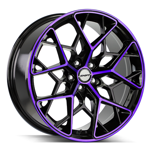 Shift Piston 5x120 18x8.5 +35 Gloss Black Purple Machined