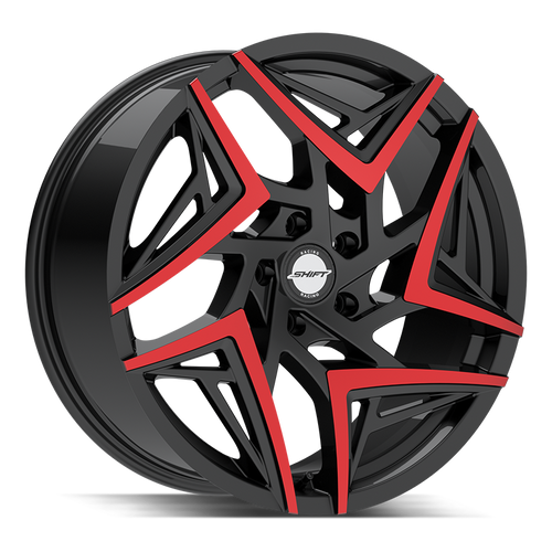 Shift Valve 5x108 20x8.5 +35 Gloss Black Machined Red Tips