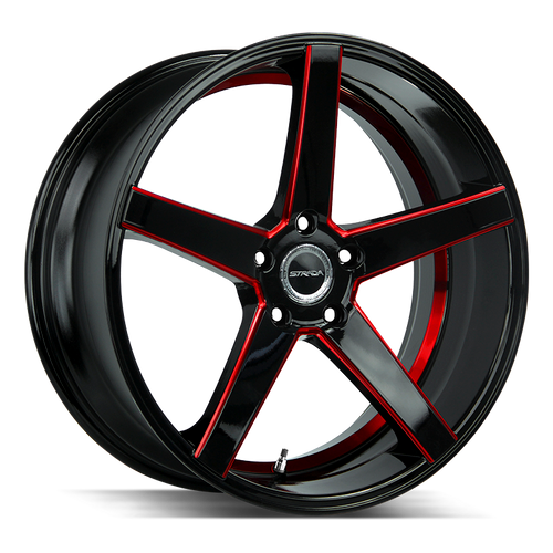 Strada Perfetto 5x108 18x8 +40 Gloss Black Candy Red Milled