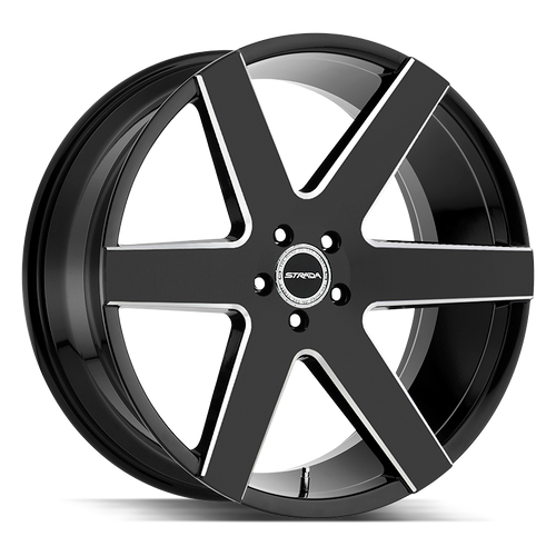 Strada Coda 5x127 22x9.5 +25 Gloss Black Milled