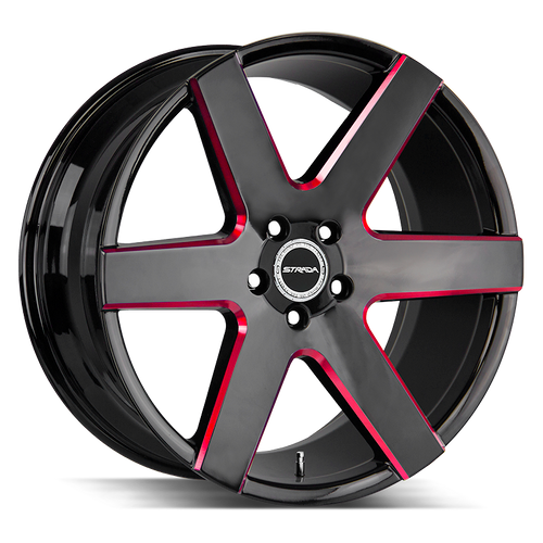 Strada Coda 5x127 22x9.5 +25 Gloss Black Candy Red Milled