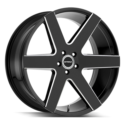 Strada Coda 5x139.7 24x10 +18 Gloss Black Milled