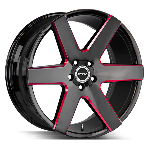 Strada Coda 6x127 24x10 +30 Gloss Black Candy Red Milled