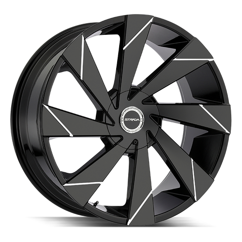 Strada Moto 5x108/5x114.3 20x8.5 +40 Gloss Black Milled Line