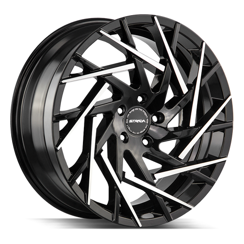 Strada Nido 5x120 22x9 +35 Gloss Black Machined Tips