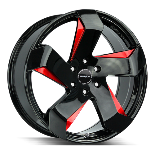 Strada Coltello 5x115 24x10 +15 Gloss Black Candy Red Milled