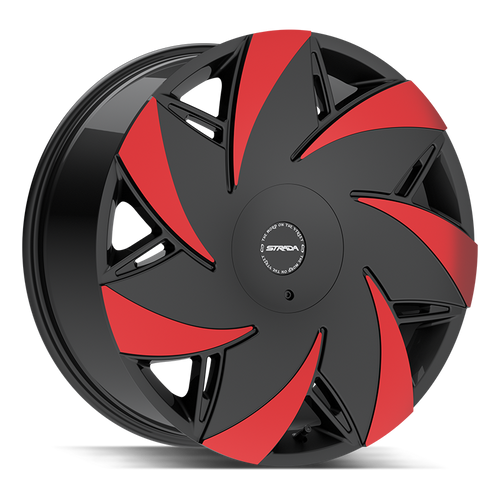 STRADA Turbina 5x127/5x139.7 24x9.5 +15 Gloss Black Machined Red Tips