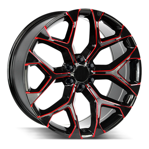 Strada OE Replica Snowflake 6x139.7 22x9 +31 Gloss Black Candy Red Milled