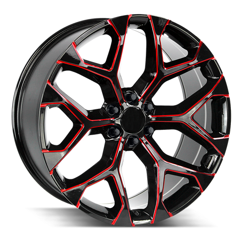 Strada OE Replica Snowflake 6x139.7 26x10 +31 Gloss Black Candy Red Milled