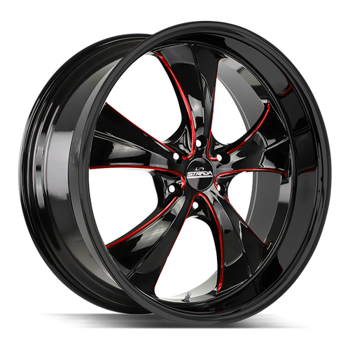 Strada Street Classics Old Skool 6x139.7 24x10 +24 Gloss Black Candy Red Milled