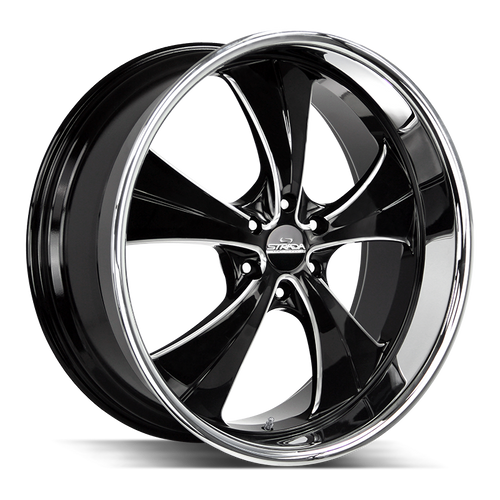 Strada Street Classics Old Skool 5x115 24x10 +15 Gloss Black Milled SS Lip