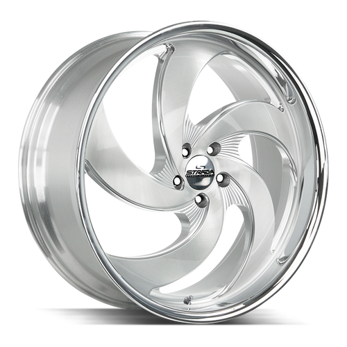 Strada Street Classics Retro 5 5x114.3 20x8.5 +35 Brushed Face Silver Milled SS Lip