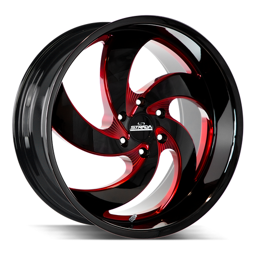 Strada Street Classics Retro 5 5x114.3 20x8.5 +35 Gloss Black Candy Red Milled