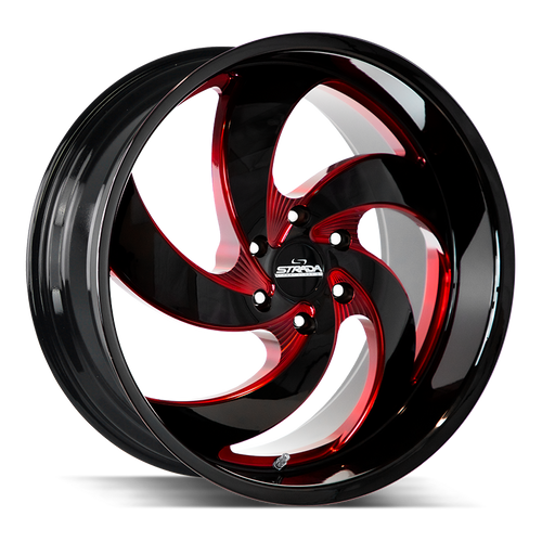 Strada Street Classics Retro 5 5x127 20x8.5 +15 Gloss Black Candy Red Milled