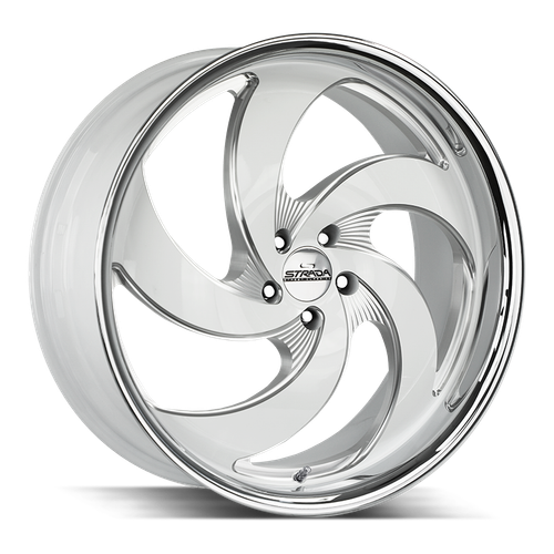Strada Street Classics Retro 5 5x115 22x9 +15 Gloss White Milled SS Lip