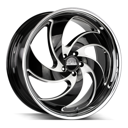 Strada Street Classics Retro 5 5x115 22x10 +20 Gloss Black Machined SS Lip