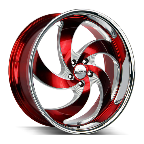 Strada Street Classics Retro 5 6x139.7 22x10 +24 Candy Red Milled SS Lip