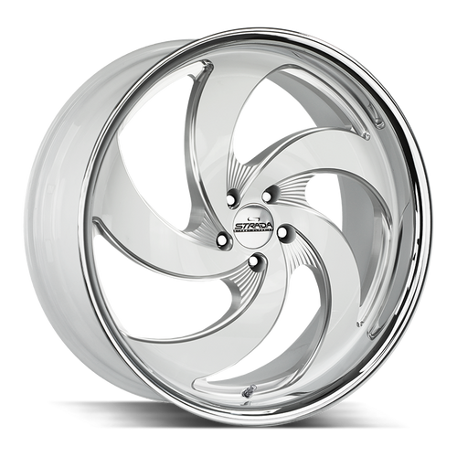 Strada Street Classics Retro 5 6x139.7 22x10 +24 Gloss White Milled SS Lip