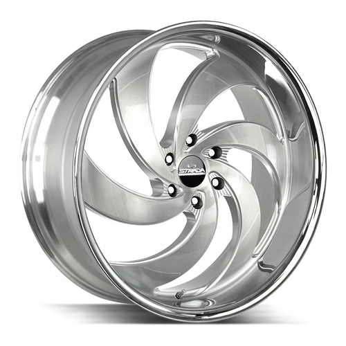 Strada Street Classics Retro 6 6x139.7 24x10 +24 Brushed Face Silver Milled SS Lip
