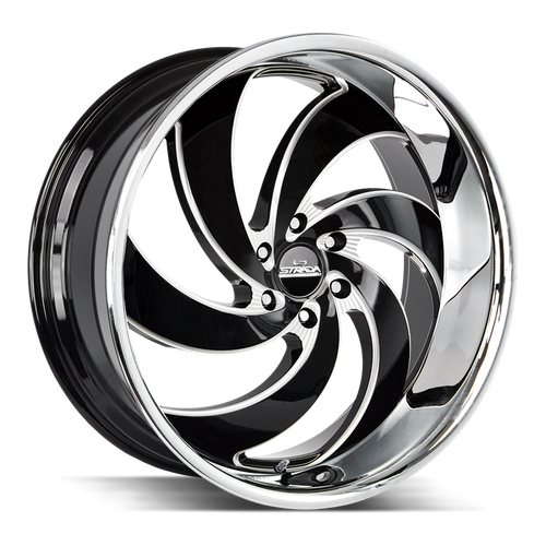 Strada Street Classics Retro 6 5x120 24x10 +25 Gloss Black Milled SS Lip