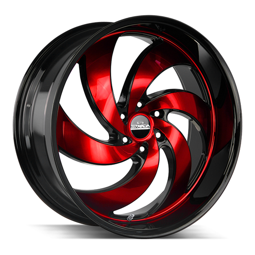 Strada Street Classics Retro 6 6x139.7 24x10 +24 Gloss Black Candy Red Machine