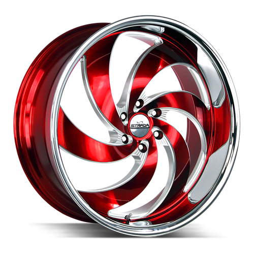 Strada Street Classics Retro 6 5x120 24x10 +25 Candy Red Milled SS Lip