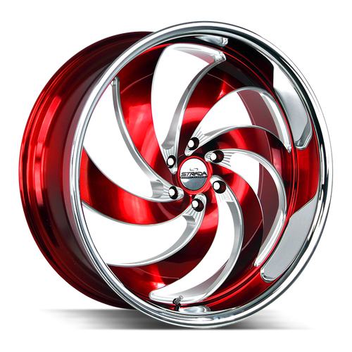 Strada Street Classics Retro 6 6x135 24x10 +24 Candy Red Milled SS Lip