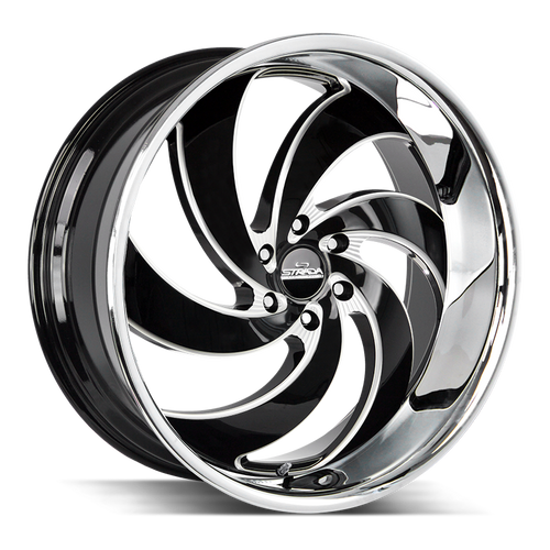 Strada Street Classics Retro 6 Blank 26x10 +15 Gloss Black Milled SS Lip