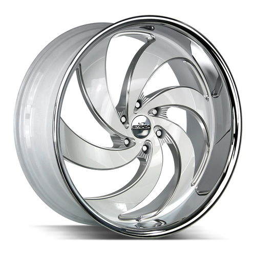 Strada Street Classics Retro 6 6x139.7 26x10 +26 Gloss White Milled SS Lip
