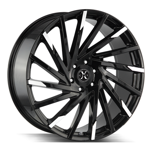 Xcess X02 5x120 22x9 +35 Gloss Black Machined Tips
