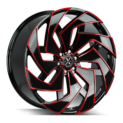 Xcess X04 6x139.7 26x10 +26 Gloss Black Candy Red Milled