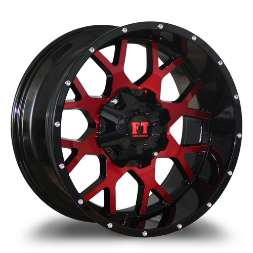 FULL THROTTLE FT0151 5x139.7/5x150 20x10-24 GLOSS BLACK / RED FACE