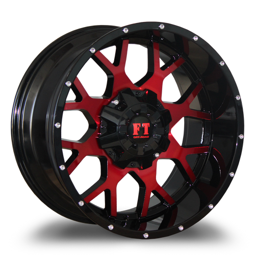 FULL THROTTLE FT0151 6x135/6x139.7 20x10-24 GLOSS BLACK / RED FACE