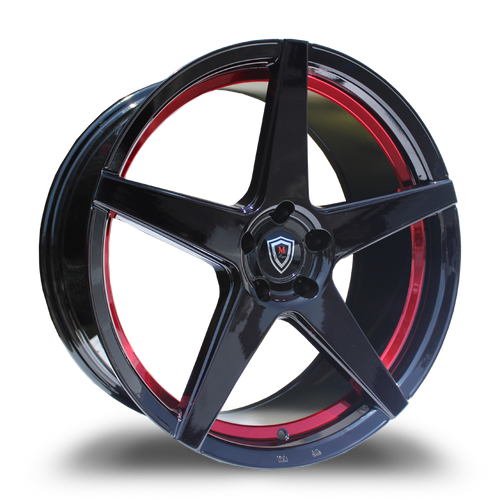 MARQUEE WHEELS M1001 5x120 20x9+33 BLACK RED INNER LINE