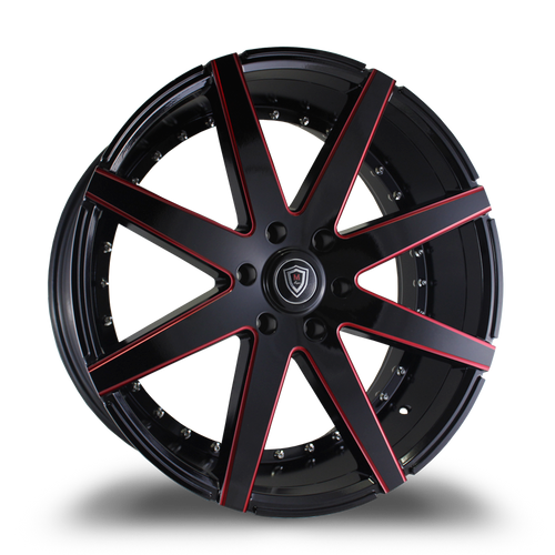 MARQUEE WHEELS M3226B 6x139.7 24x10+25 BLACK / RED MILLING