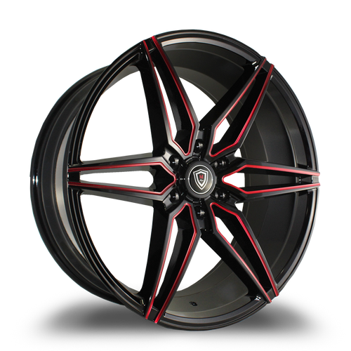 MARQUEE WHEELS M3259A 6x135 22x9.5+30 BLACK / RED MILLING