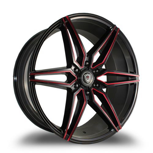 MARQUEE WHEELS M3259A 6x139.7 22x9.5+30 BLACK / RED MILLING