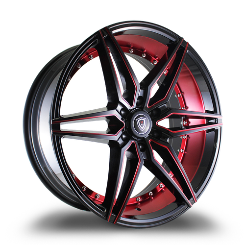 MARQUEE WHEELS M3259B 6x135 22x9.5+25 BLACK / RED MILLING