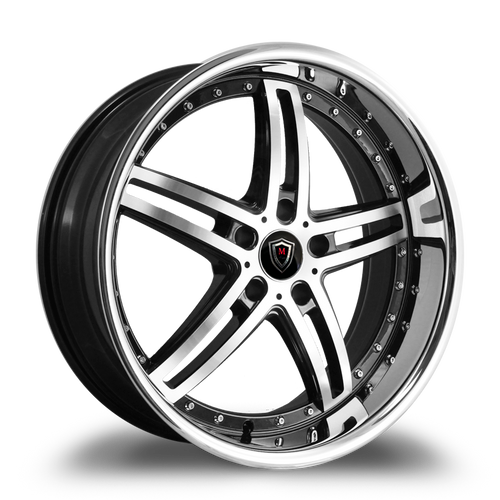 MARQUEE WHEELS M5329 5x114.3 20x10.5+38 BLACK / MACHINED/STAINLESS LIP