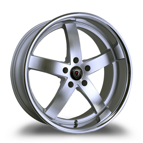 MARQUEE WHEELS M5330B 5x115 22x10.5+20 SILVER /MACHINED/STAINLESS LIP