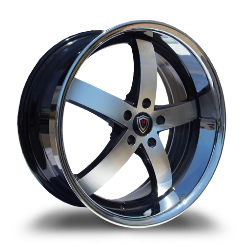 MARQUEE WHEELS M5330B 5x120 22x9+15 BLACK / MACHINED/STAINLESS LIP