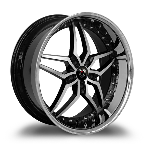 MARQUEE WHEELS M5331 5x115 20x10.5+20 BLACK / MACHINED/STAINLESS LIP