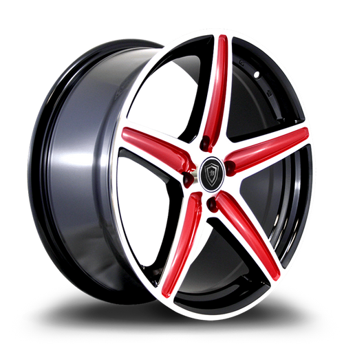 WHITE DIAMOND W253 5x100/5x114.3 17x7+35 RED FACE / BLACK